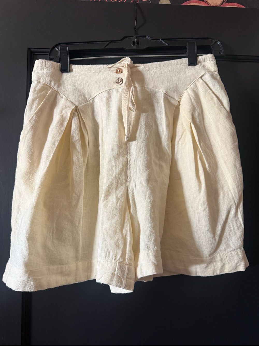 Free People Breeze Line Linen Cotton Ivory Cream Shorts in Fren Dew NWOT Small